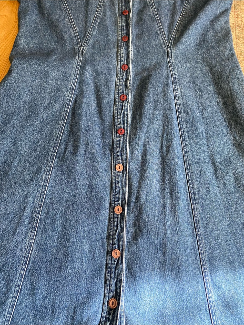 VTG 90s 100% Cotton Cool Plus Denim Button Front Midi Dress Embroidered XL Y2K - Picture 12 of 16